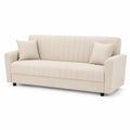 3-Sitzer Sofa mit 2 Kissen aus Polyester Creme 196 x 84 x 86 cm
