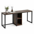 Schreibtisch mit 2 offenen Regalen Spanplatte Stahl rechteckig Dunkelbraun Schwarz 120 x 60 x 75 cm