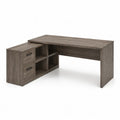 Schreibtisch mit 2 Schubladen und 4 offenen Fachern Spanplatte L-Form Grau 150 x 120 x 75 cm