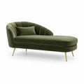 Chaiselongue mit Armlehne 175 x 78 x 82 cm Polyestersamt geschwungene Form Olivgrun