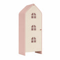 Kinderkleiderschrank in Hausform aus MDF Rosa Cremeweiss 60 x 45 x 160 cm