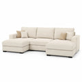 Wohnlandschaft mit Recamiere und Ottomane 310 x 170 x 85 cm Polyester Cremeweiss
