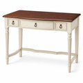 Schreibtisch mit 3 Schubladen 120 x 60 x 76 cm MDF Massivholz rechteckig Dunkelbraun Cremeweiss