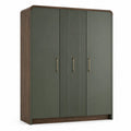 Drehturenschrank 3 Turen 150 x 60 x 200 cm Spanplatte Walnussdekor Grun Rechteckig
