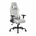 Gamingstuhl mit PU-Kunstlederbezug in Grau Weiss 65 x 65 x 118-128 cm