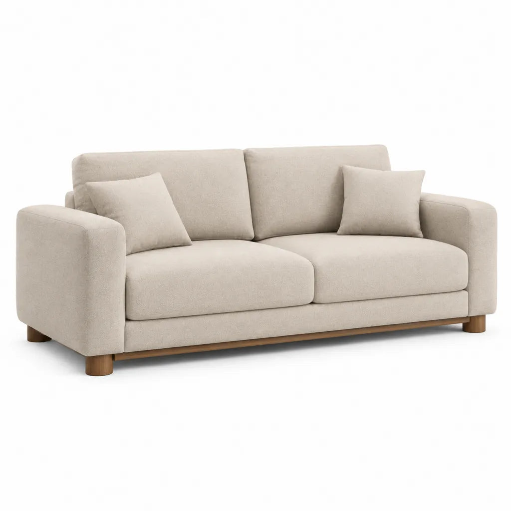 2-Sitzer Sofa mit Polyesterbezug Massivholzfussen gerader Form Beige 180 x 88 x 85 cm